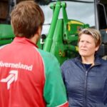 Sarah Dyke MP Lib Dems speaking to a farmer